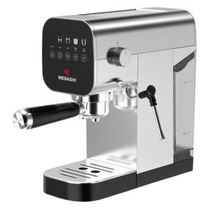 اسپرسو ساز خانگی 0.9 لیتری مباشی مدل me ecm2112 نیمه اتوماتیک با مصرف پودر قهوه مناسب تهیه اسپرسو کاپوچینو و کافه لاته دارای یک عدد نازل قهوه تنظیم میزان بخاردهی