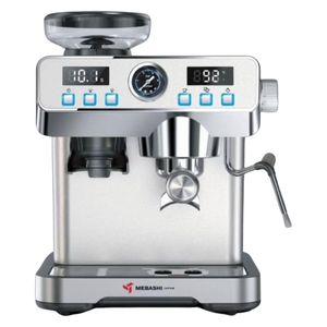 اسپرسوساز نیمه صنعتی مباشی مدل me ccm2069ss 20 بار 1360 وات دارای آسیاب 24 حالته مخزن دانه قهوه 120 گرمی و نمایشگر دیجیتال