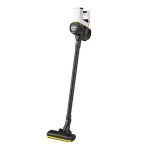 جارو شارژی عصایی کرشر مدل vc 4 cordless با باتری 21.6 ولت ظرفیت مخزن 650 میلی‌لیتر قابلیت تنظیم سرعت فیلتر قابل شست‌وشو پاروی اصلی چندسطحی و دو سری نازل مخصوص شکاف و گردوغبار دسته قابل تنظیم و پایه دیواری برای شارژ و نگهداری آسان