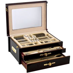سرویس 138 پارچه قاشق و چنگال کارل اشمیت مدل d hamburg طرح جعبه چوبی