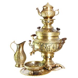 سرویس سماور ذغالی کد 17020014 ظرفیت 8 لیتر