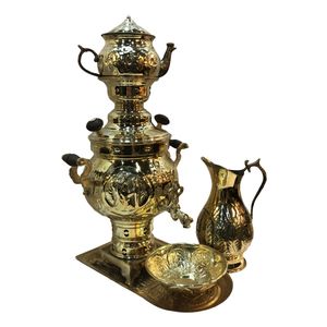 سرویس سماور زغالی 5 پارچه کد sg04 ظرفیت 4 لیتر