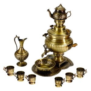 سرویس سماور زغالی کد 1000030 ظرفیت 6 لیتر