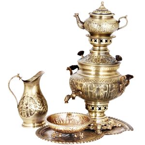 سرویس سماور زغالی کد 17020037 ظرفیت 4 لیتر