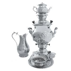 سرویس سماور گازی 5 پارچه مدل n500 ظرفیت ۶ لیتر