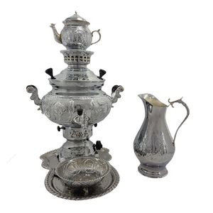 سرویس سماور گازی 5 پارچه پرتو گستر مدل عدسی گنجایش 6 لیتر