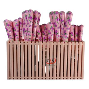 سرویس قاشق و چنگال 31 پارچه سی اند اس مدل floral rose violet