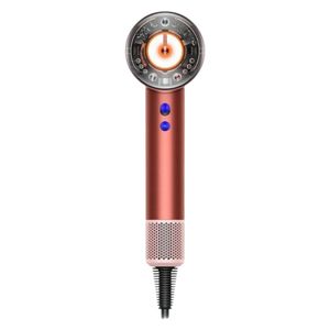 سشوار خانگی 220 وات دایسون مدل supersonic nural hd16 موتور ac وزن 2140 گرم دارای سری متمرکز‌کننده باریک متمرکز‌کننده پهن سری برس‌دار گرد پهن سری چرخشی سری شانه‌دار کیف نگهدارنده با ویژگی صاف‌کنندگی با قابلیت عملکرد توربو