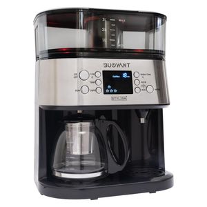 چای و قهوه‌ساز بویانت مدل stylish plus با فیلتر استیل ضد زنگ دارای تایمر صفحه گرم نگهدارنده قهوه و عیب‌یابی خودکار