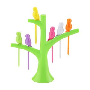 چنگال زیتون خوری مدل humming bird کد rb218 مجموعه 6 عددی به همراه استند