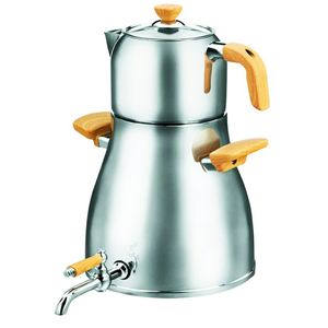 کتری و قوری شیردار کرکماز مدل montana platinium کد203 به همراه یک عدد اردورخوری ویترای haiaho طرح لاله