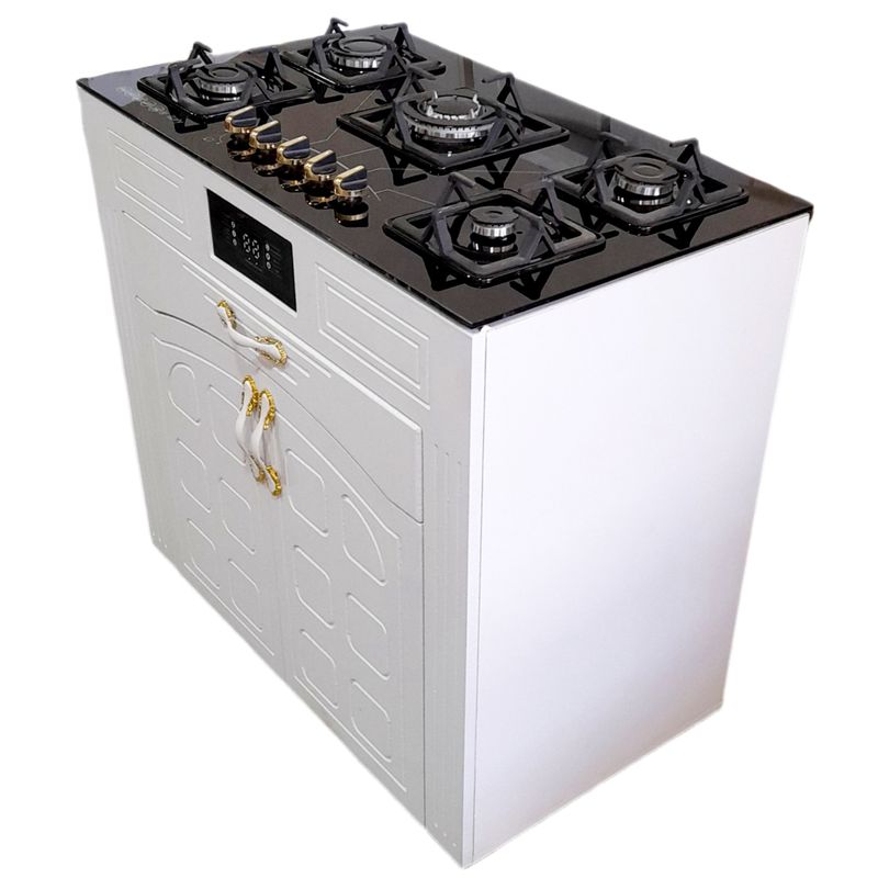 اجاق گاز 5 شعله هاکان مدل رو شیشه  فندک دار دو درب جا قاشقی __chm _ m5__