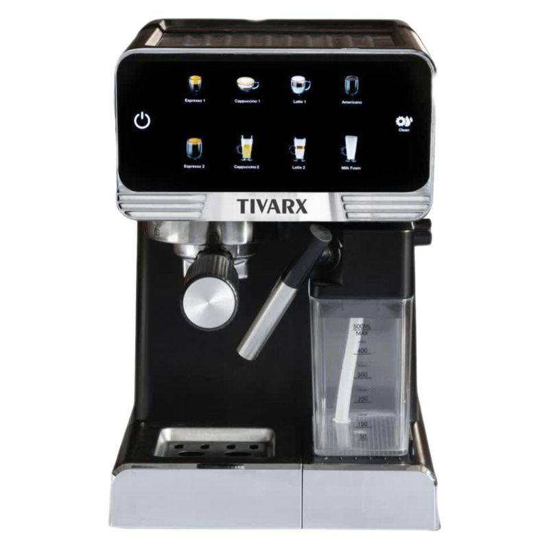 اسپرسوساز 1250 میلی‌لیتری تیوارکس مدل tx 7477 مناسب تهیه اسپرسو کافه لاته موکا کاپوچینو ماکیاتو ریسترتو لانگو آمریکانو کافه اوله و فلت وایت دارای 1 عدد نازل قهوه حالت آماده به کار سیستم گرم کردن فنجان سینی چکه گیر مکانیزم نظافت خودکار