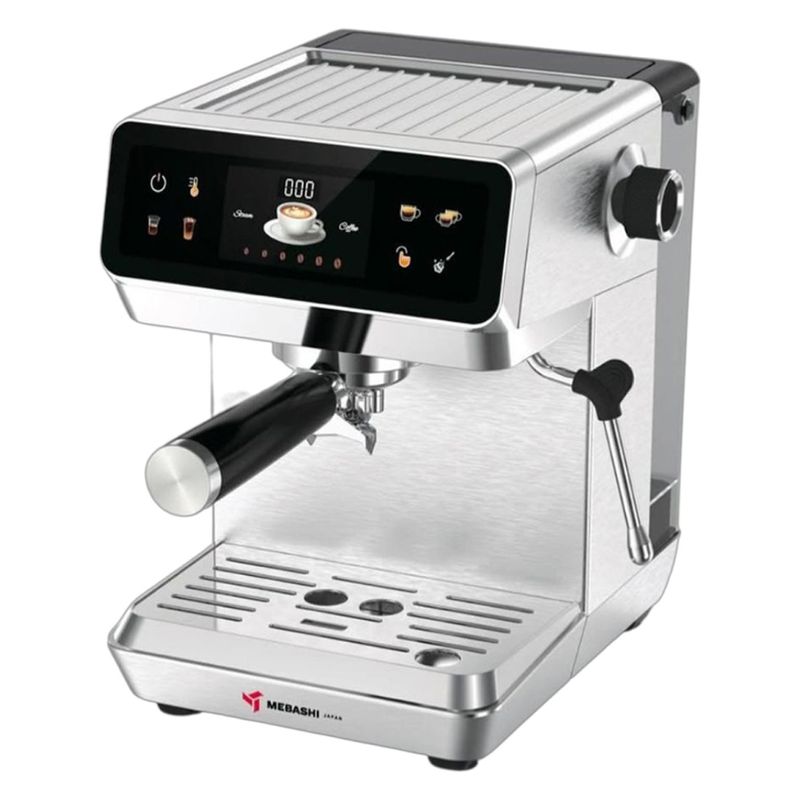 اسپرسوساز 1800 میلی‌لیتری مباشی مدل me ecm2119 مناسب تهیه اسپرسو کافه لاته موکا کاپوچینو ماکیاتو ریسترتو لانگو و امریکانو مکانیزم نظافت خودکار سیستم گرم کردن فنجان سینی چکه گیر حالت آماده به کار