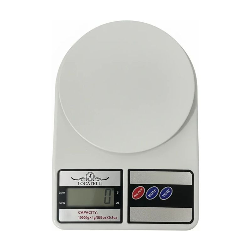 ترازو آشپزخانه دیجیتال لوکاتلی مدل sf 400 حداکثر ظرفیت قابل اندازه‌گیری 10 کیلوگرم با دقت اندازه‌گیری 1 گرم