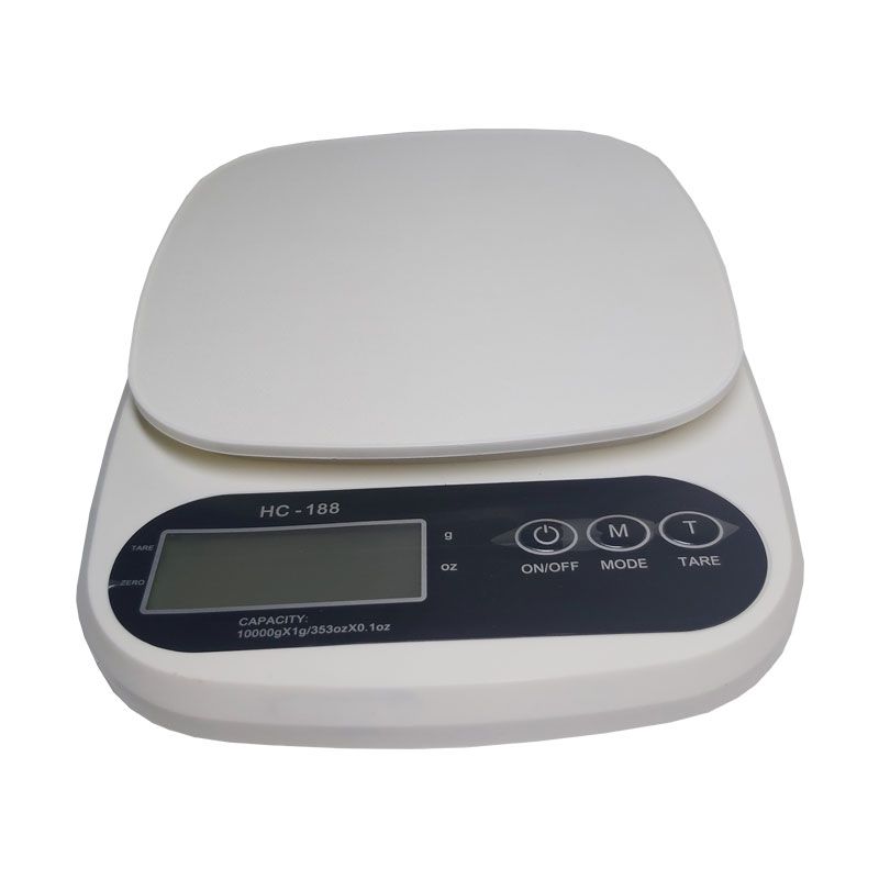 ترازو آشپزخانه دیجیتال مدل hc 188  حداکثر ظرفیت قابل اندازه‌گیری 10 کیلوگرم با دقت اندازه‌گیری 1 گرم