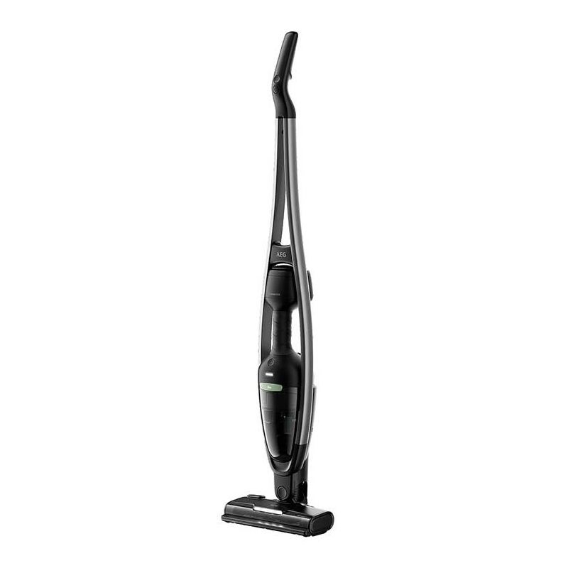 جارو شارژی عصایی آاگ مدل as62b25oko با باتری 25.2 ولت دو حالته ایستاده و دستی فیلتر سه‌مرحله‌ای ضد گرد و غبار برس مخصوص حیوانات خانگی چراغ led جلو پارویی کارکرد 40 دقیقه با برس گردان و مخزن 0.3 لیتری