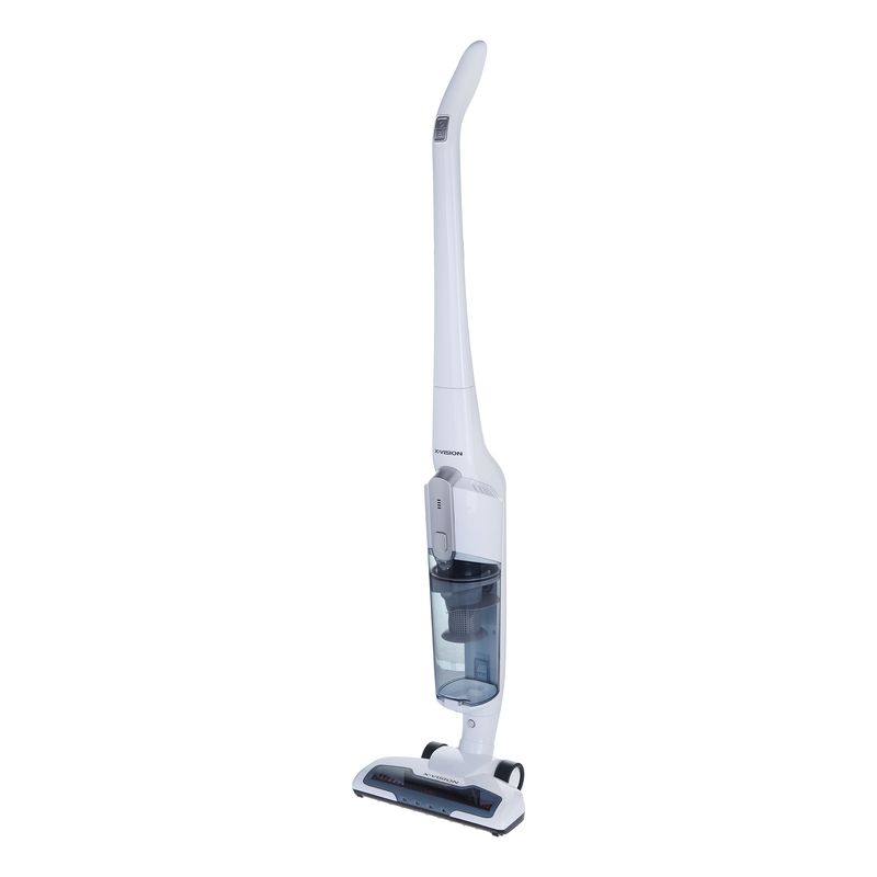 جارو شارژی عصایی ایکس‌ویژن مدل svc 2950 باتری لیتیوم‌یونی 2000 میلی‌آمپر موتور 140 وات با توان مکش 8 کیلوپاسکال فیلتر hepa قابل شست‌وشو تنظیم سرعت دو حالته و پایه شارژ دیواری