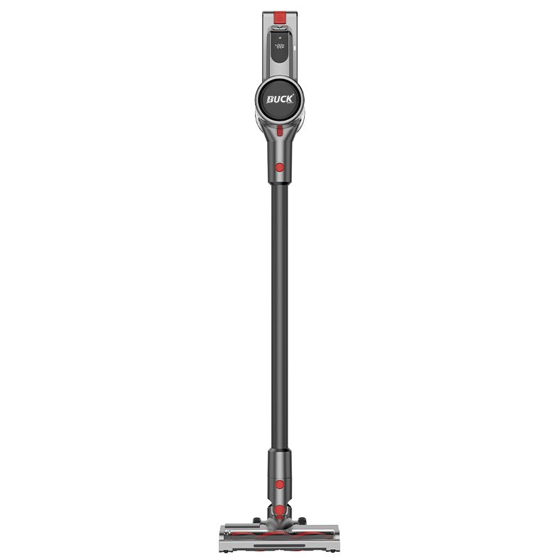 جارو شارژی عصایی باک مدل bk1454 با موتور bldc 400w توان مکش 2200pa باتری لیتیومی 2200mah کارکرد 45 دقیقه فیلتر هپا سایکلونیک قابل شستشو نشانگر دیجیتال لامپ led جلو پارویی دو سری متنوع و دو چرخ کمکی برای حرکت آسان
