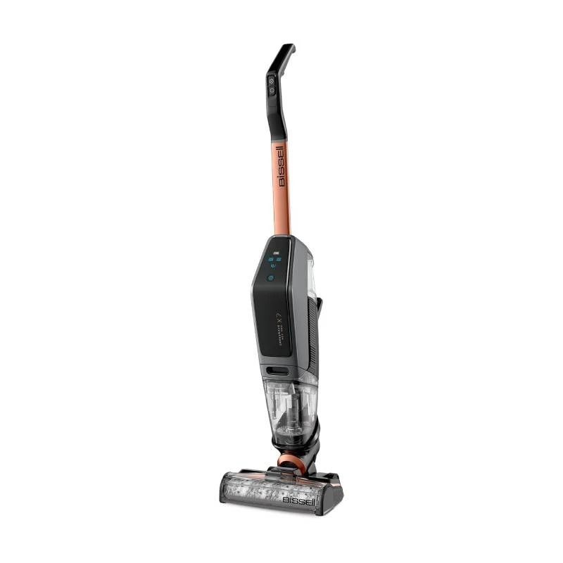 جارو شارژی عصایی بیسل مدل crosswave x7 cordless pro 2955z با باتری لیتیوم یونی 2600 میلی‌آمپرساعت دو مخزن جداگانه آب و زباله فیلتر hepa قابلیت شست‌وشوی خودکار برس و حالت توربو مخصوص حیوانات خانگی