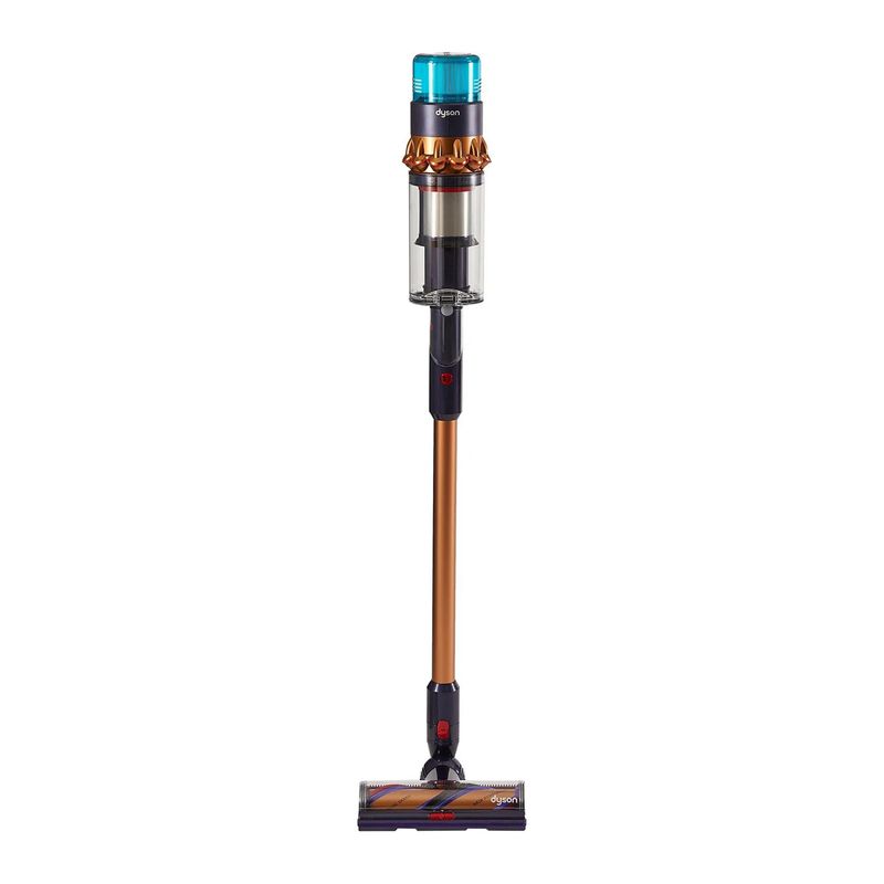 جارو شارژی عصایی دایسون مدل gen5detect با موتور دیجیتالی 280 وات هوا باتری 3800 میلی‌آمپر‌ساعت با عمر تا 70 دقیقه فیلتر hepa ضد آلرژی فناوری لیزر شناسایی گرد و غبار و صفحه‌نمایش دیجیتال هوشمند
