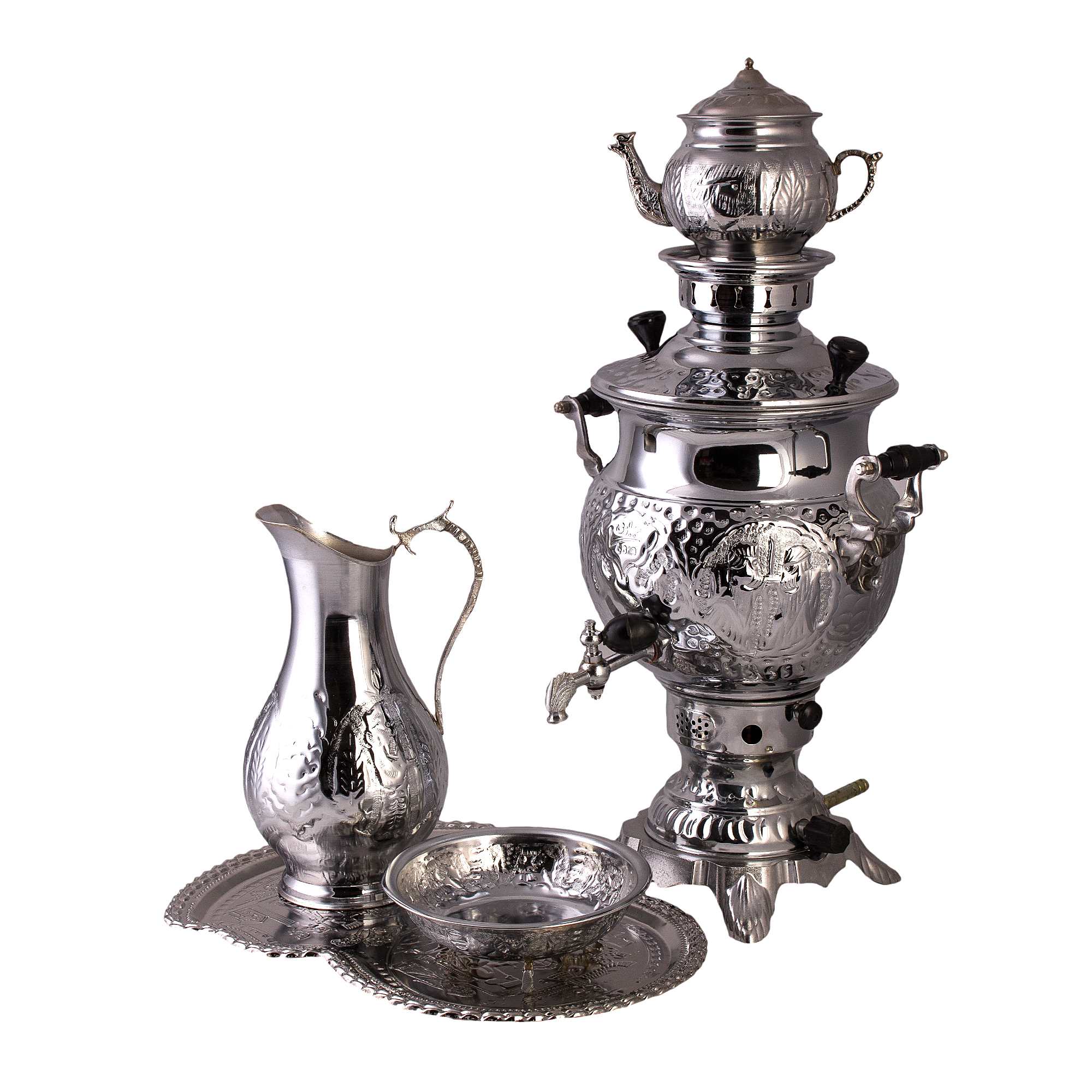 سرویس سماور گازی 5 پارچه جباری کد 663  ظرفیت 6 لیتر