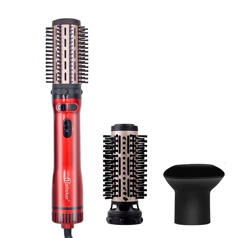 سشوار برس‌دار چرخشی 1000 وات هاتکر مدل ht 302 موتور ac وزن 400 گرم دارای سری متمرکز‌کننده پهن سری برس‌دار گرد پهن با ویژگی فرکنندگی با قابلیت تنظیم دما