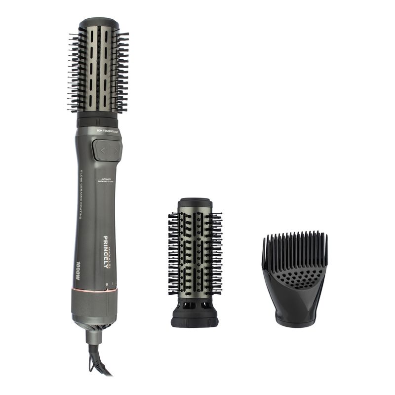 سشوار برس‌دار چرخشی 240 وات پرنسلی مدل pr312at موتور dc وزن 1430 گرم دارای سری شانه‌دار سری برس‌دار گرد پهن سری چرخشی کیف نگه‌دارنده سری دندانه‌دار با ویژگی فرکنندگی صاف‌کنندگی حجم‌دهندگی