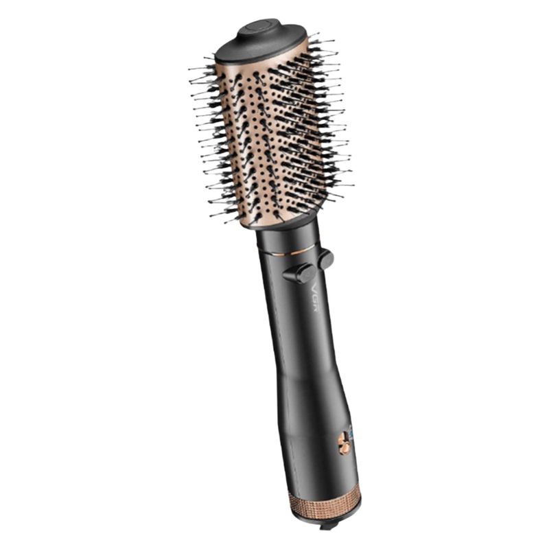 سشوار برس‌دار چرخشی 800 وات وی جی ار مدل v 494 موتور dc وزن 300 گرم المنت فلز با قابلیت باد سرد فناوری تولید یون با قابلیت سیم گردان