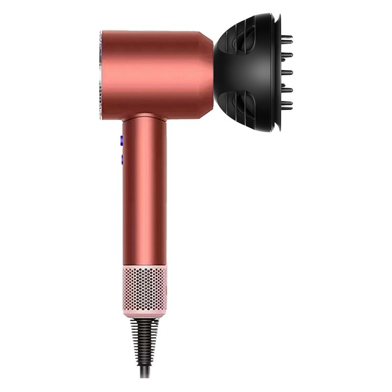 سشوار حرفه‌ای 1600 وات دایسون مدل supersonic nural sbbp موتور ac وزن 820 گرم دارای سری متمرکز‌کننده پهن خشک‌کن ملایم سری دندانه‌دار کیف نگه‌دارنده با ویژگی صاف‌کنندگی حجم‌دهندگی با قابلیت باد سرد