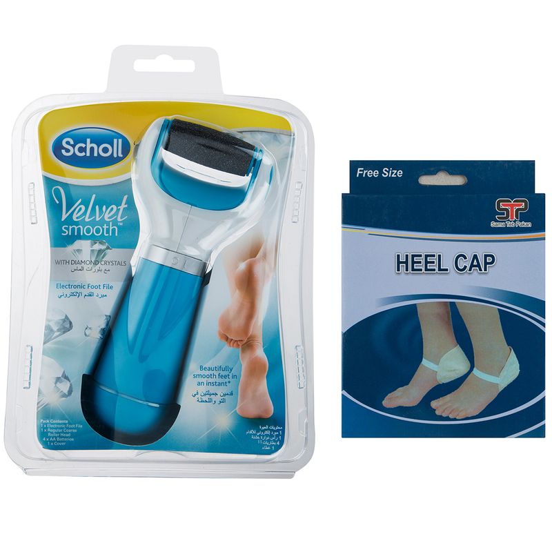 سنگ پا برقی شول مدل velvet smooth به همراه پاشنه پوش سما طب مدل 0013