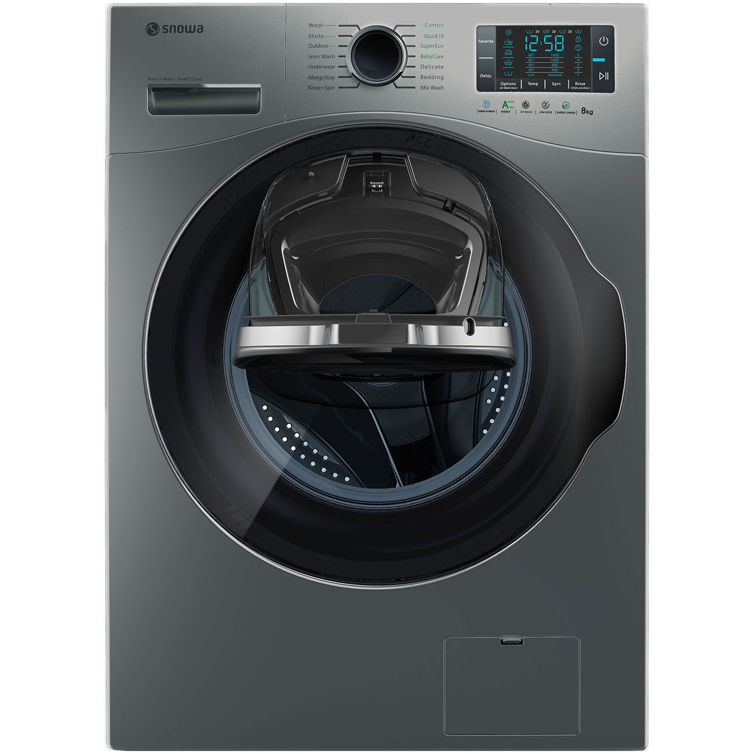 ماشین لباسشویی اسنوا مدل swm 84608 ظرفیت 8 کیلوگرم