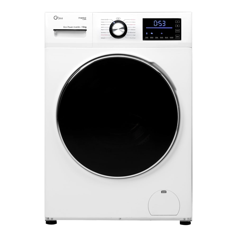 ماشین لباسشویی جی پلاس مدل gwm k9341w ظرفیت 9 کیلوگرم