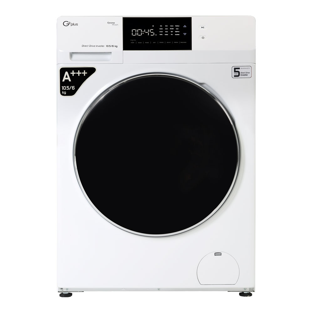 ماشین لباسشویی جی پلاس مدل gwm md1069w ظرفیت 10.5 کیلوگرم