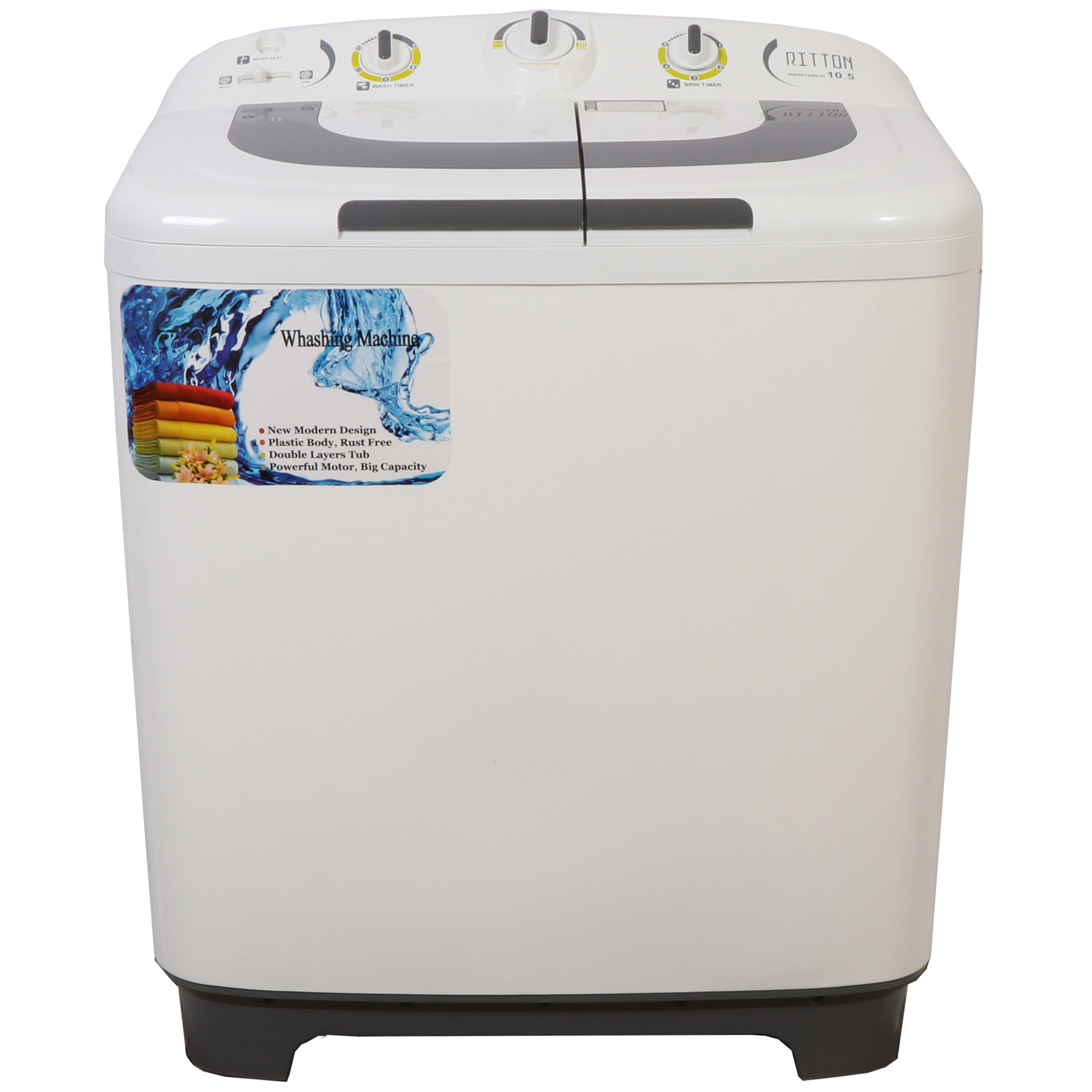 ماشین لباسشویی دوقلو ریتون مدل rwm 1050.h ظرفیت 10.5 کیلوگرم