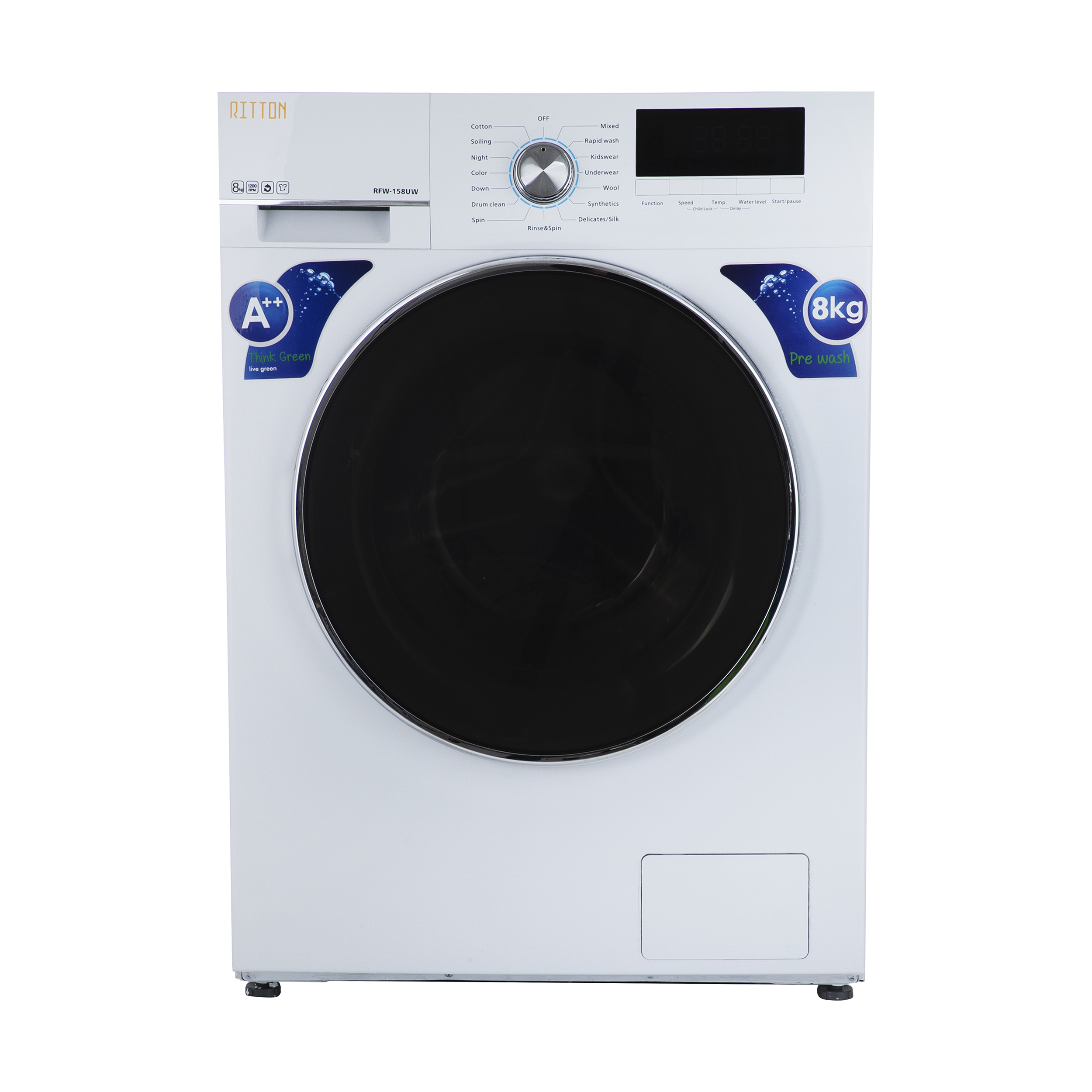 ماشین لباسشویی ریتون مدل rfw 158ut_uw ظرفیت 8 کیلوگرم