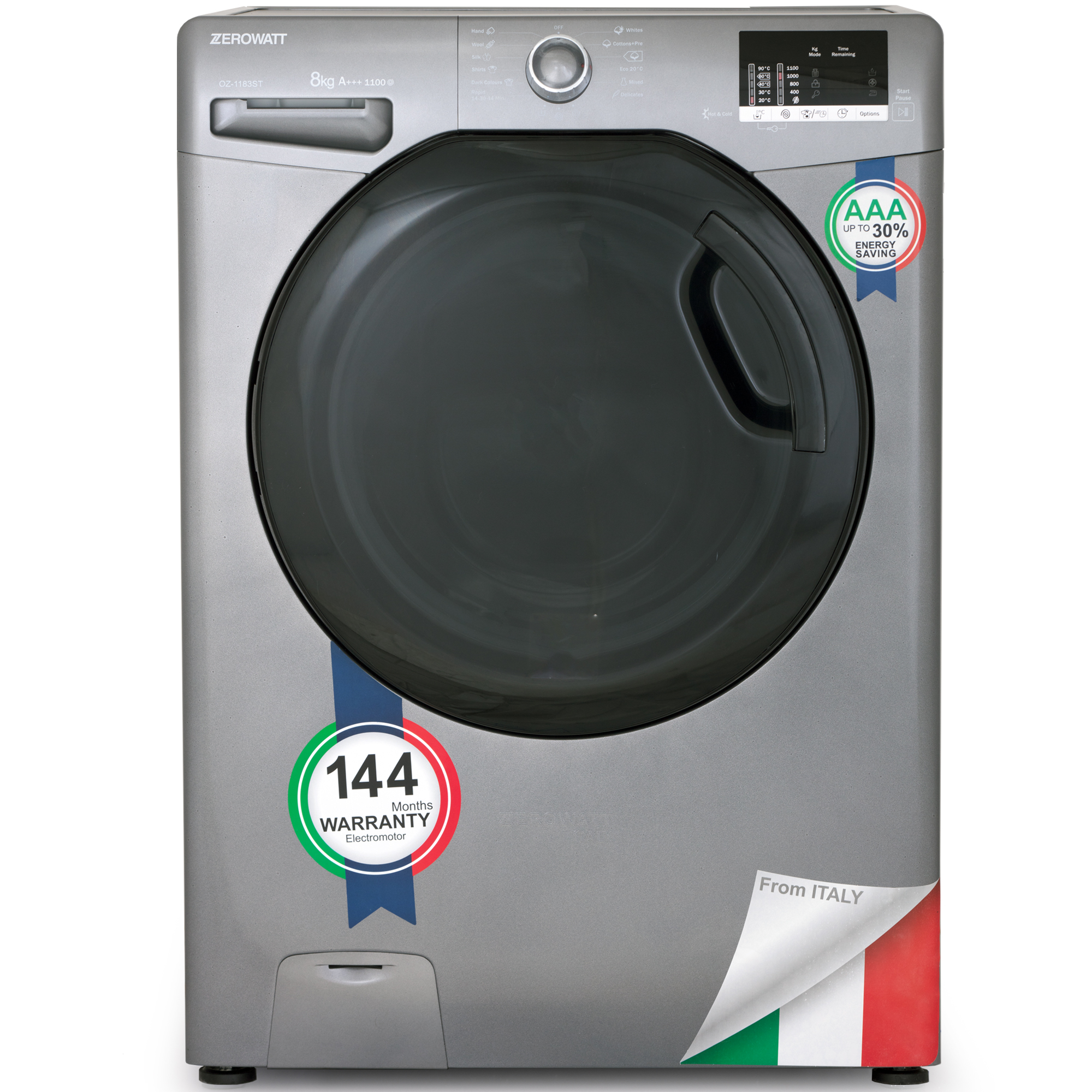 ماشین لباسشویی زیرووات مدل oz 1183 ظرفیت 8 کیلوگرم