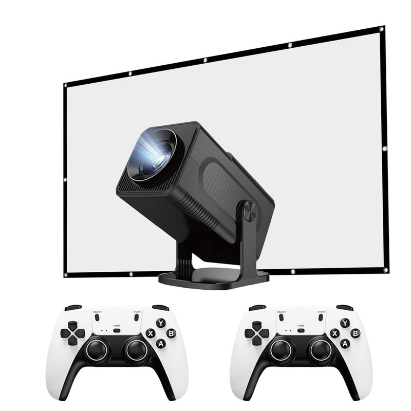 مینی ویدئو پروژکتور آیریور مدل hcs350 pro به همراه دسته بازی و پرده نمایش 100 اینچی