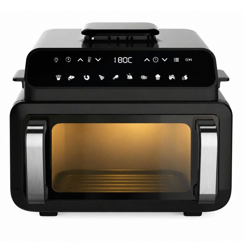 هواپز گریل‌پز و سرخ‌کن بدون‌روغن 10.5 لیتری پرودو مدل porodo lifestyle flexi cook pro indoor grill pdaf1015bk با توان 2100 وات کنترل دیجیتال 10 برنامه پخت و باز شدن دوگانه