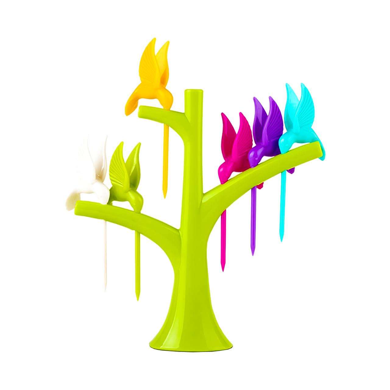 چنگال زیتون خوری مدل humming bird کد rb227 مجموعه 6 عددی به همراه استند